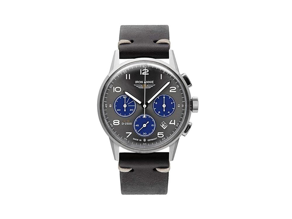 Reloj de Cuarzo Iron Annie G38 Dessau, Negro, 42 mm, Cronógrafo, Día, 5372-3
