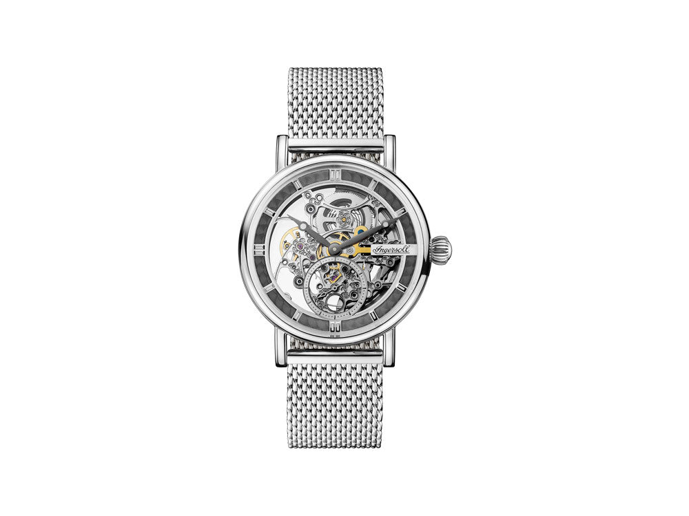 Reloj Automático Ingersoll Herald Skeleton, 40 mm, Gris, Malla milanesa, I00405