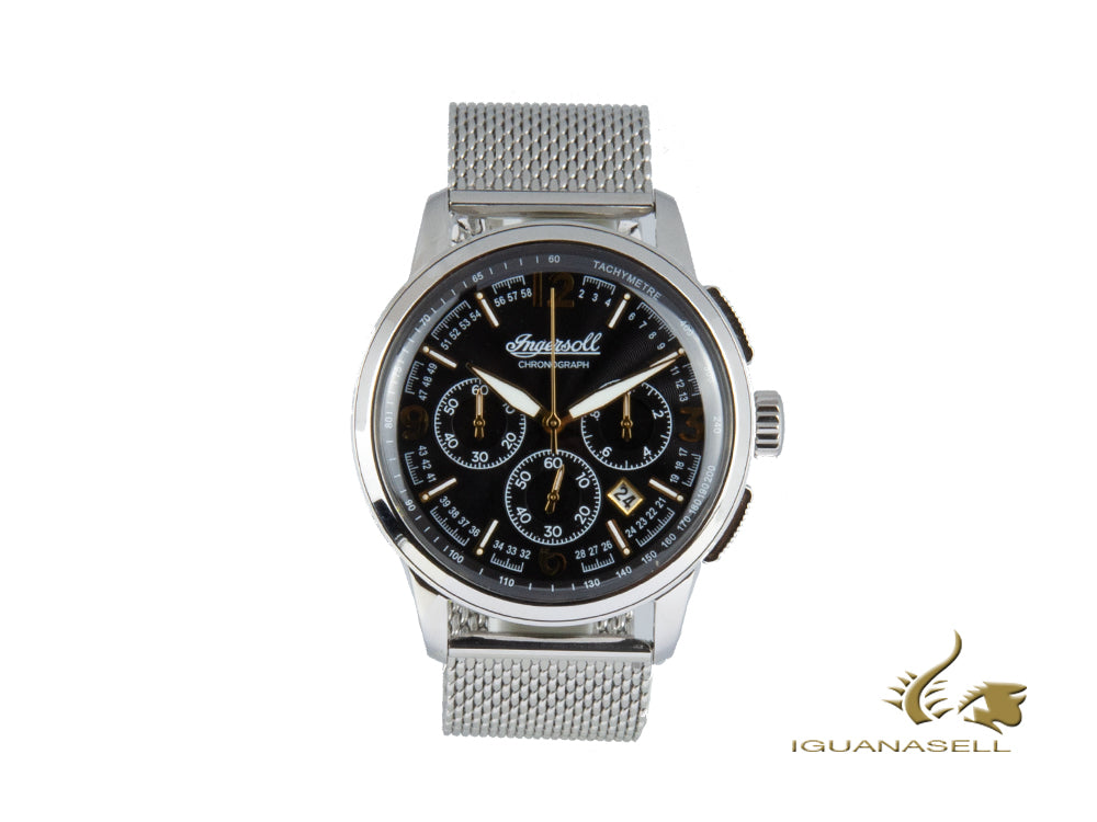Reloj de Cuarzo Ingersoll Regent, Cronógrafo, Negro, Malla milanesa, I00103