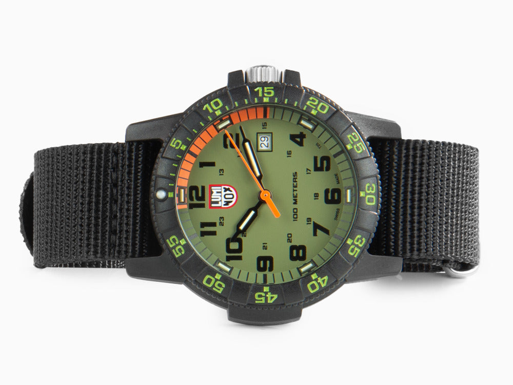 Reloj de Cuarzo Luminox Sea Turtle Giant, Verde, Carbono, 44 mm, 10 atm, Día