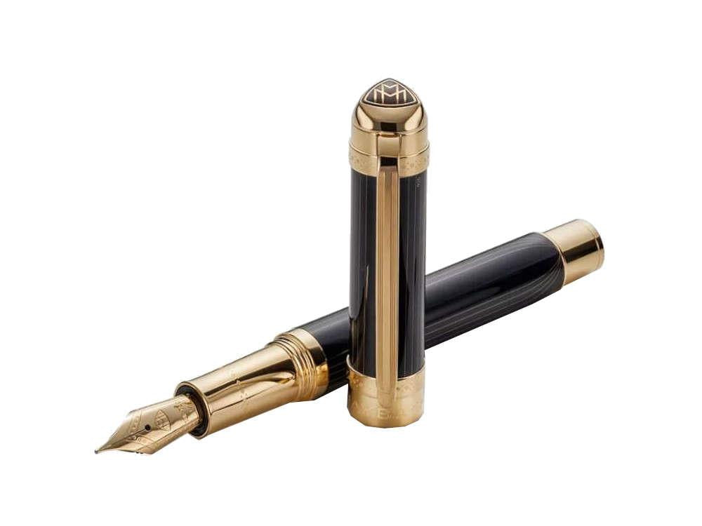 Pluma Estilográfica Maybach The Peak I Lustrous Midnight, PVD Oro, Negro