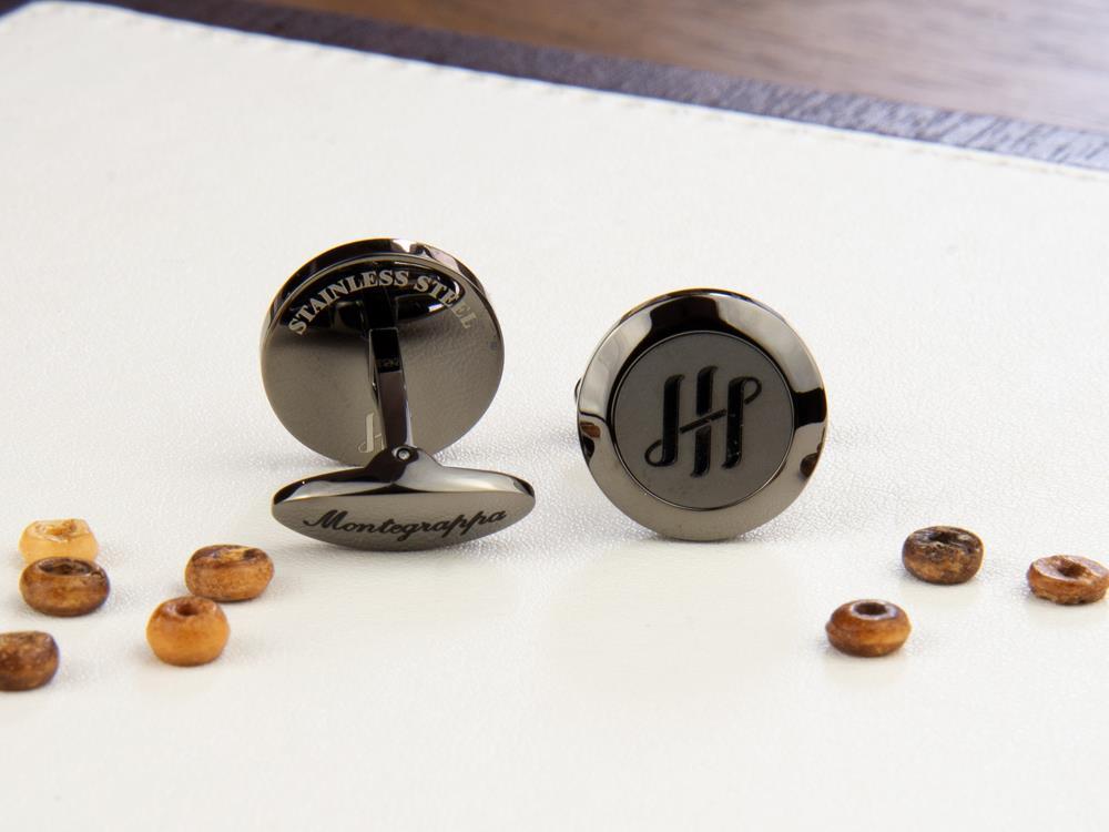 Gemelos Montegrappa Classico Ambigram, Acero inoxidable, IP Gun metal, IDA1CLLL
