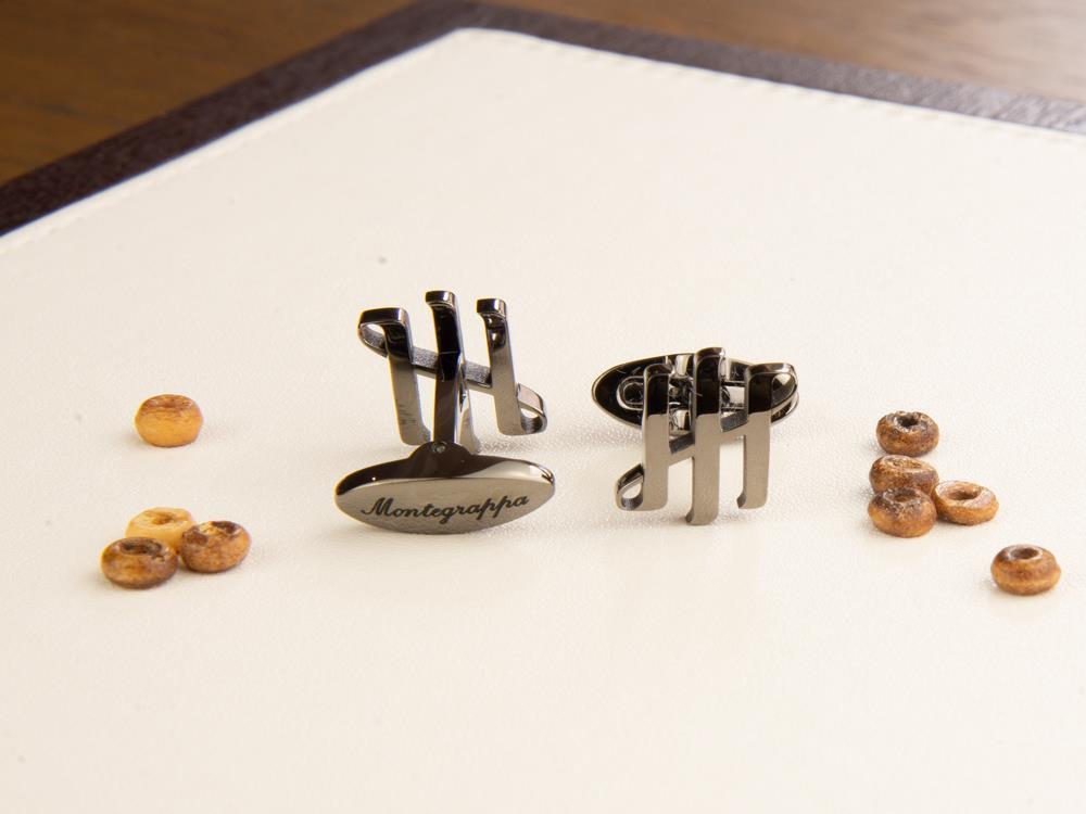 Gemelos Montegrappa Ambigram, Acero inoxidable, IP Gun Metal, IDA2CLL0