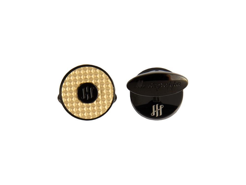 Gemelos Montegrappa Clou Ambigram, Acero, IP Black & IP Yellow Gold, IDA3CLBY