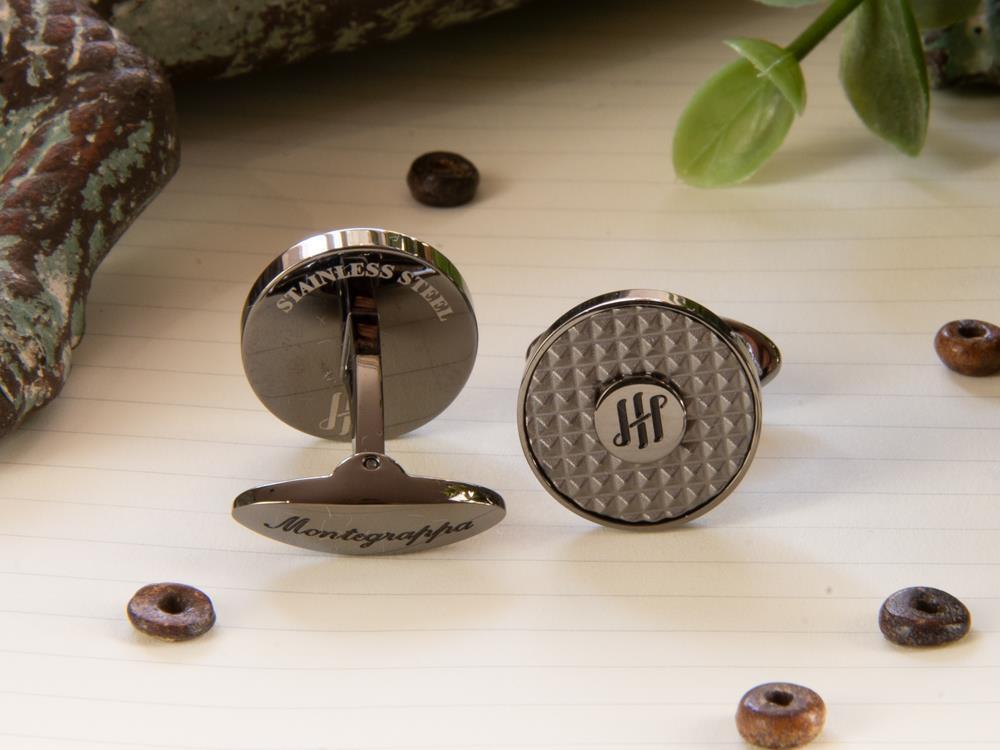 Gemelos Montegrappa Clou Ambigram, Acero inoxidable, IP Gun Metal, IDA3CLLL