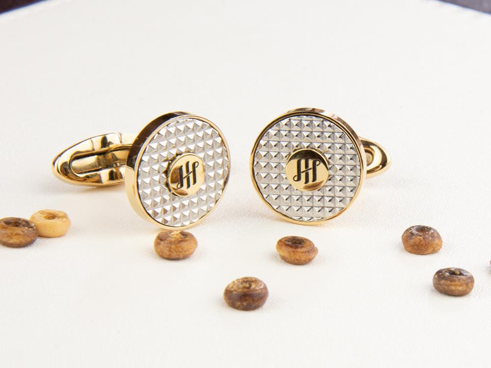 Gemelos Montegrappa Clou Ambigram, Acero inoxidable, IP Yellow Gold, IDA3CLYS