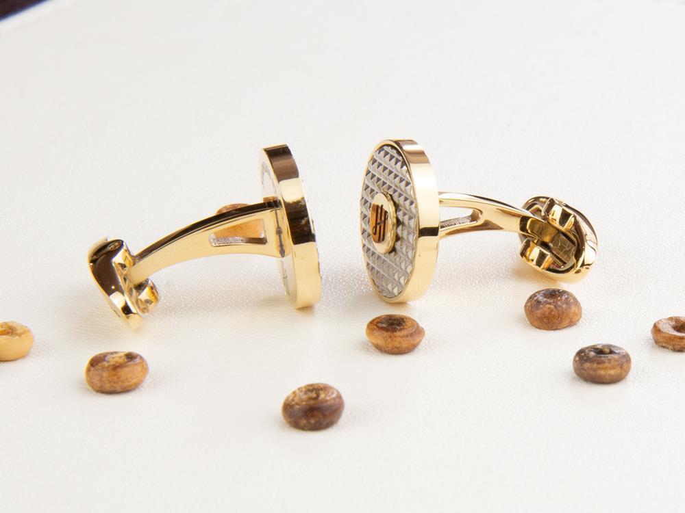 Gemelos Montegrappa Clou Ambigram, Acero inoxidable, IP Yellow Gold, IDA3CLYS