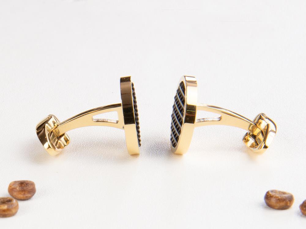 Gemelos Montegrappa Clou, Acero inoxidable, IP Yellow Gold & IP Black, IDCPCLYB