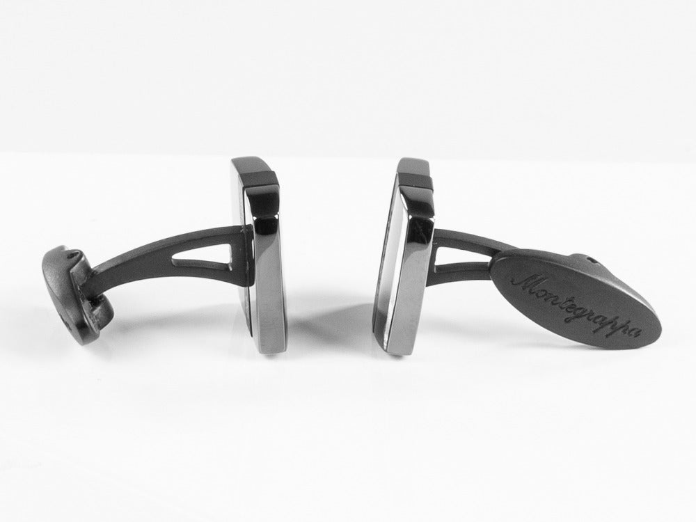 Gemelos Montegrappa Quadro, Acero inoxidable, IP Gun Metal & IP Black, IDQUCLLB