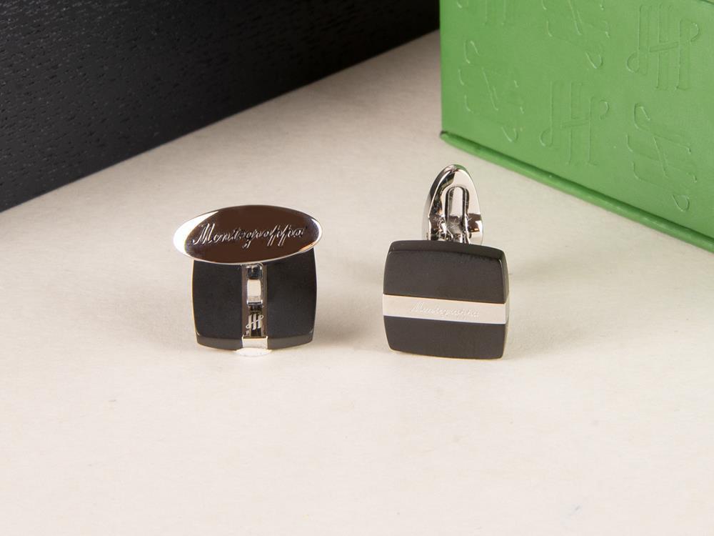 Gemelos Montegrappa Quadro, Acero inoxidable, IP Black, IDQUCLSB