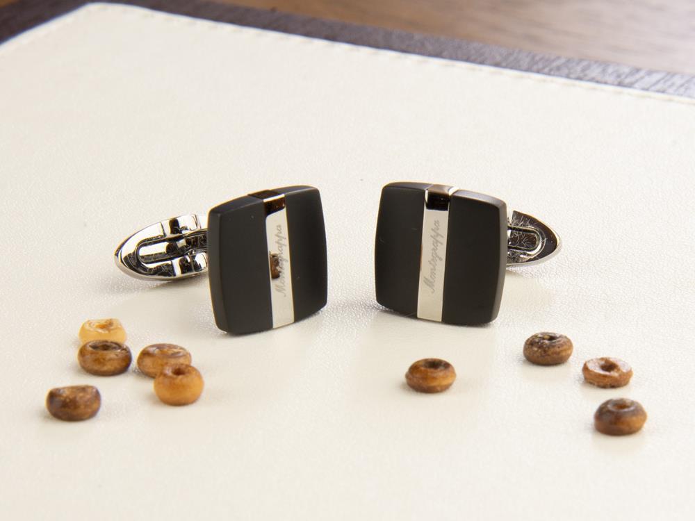 Gemelos Montegrappa Rettangolo, Acero inoxidable & IP Black, IDRTCLSB