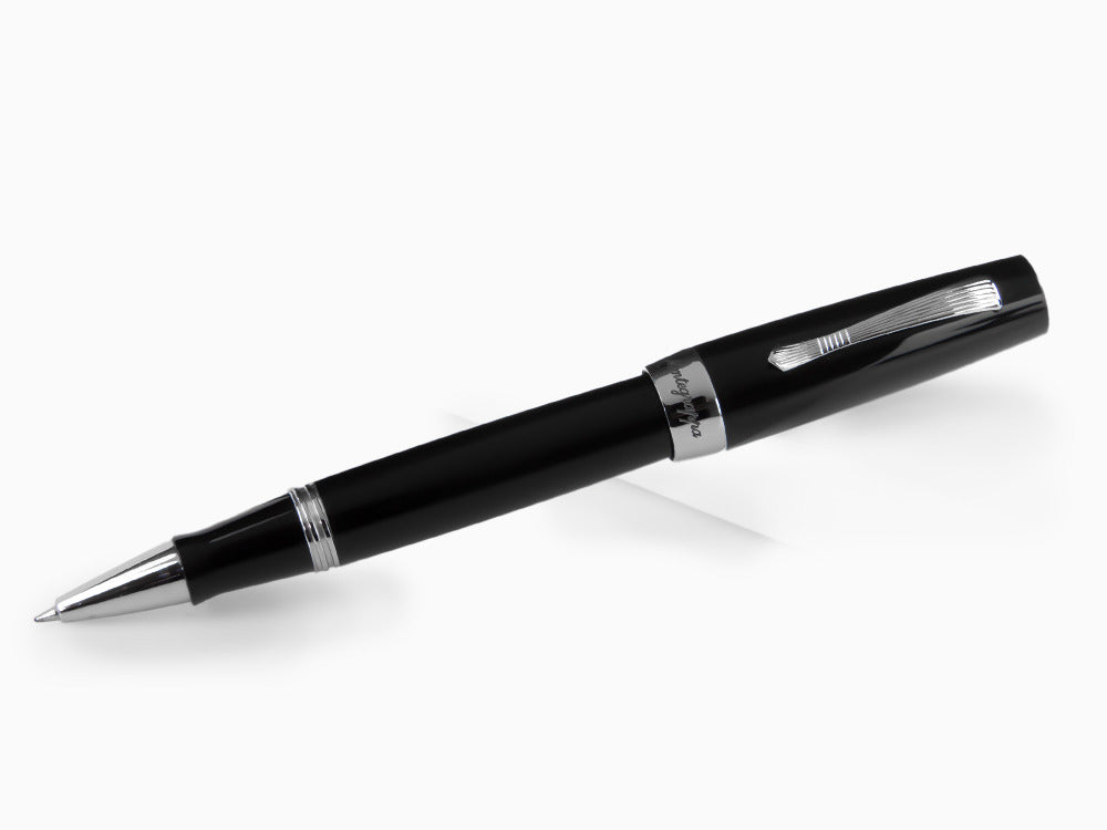 Roller Montegrappa Elmo 02 Jet Black, Resina Negra, Acero Inoxidable, ISE2RRAC