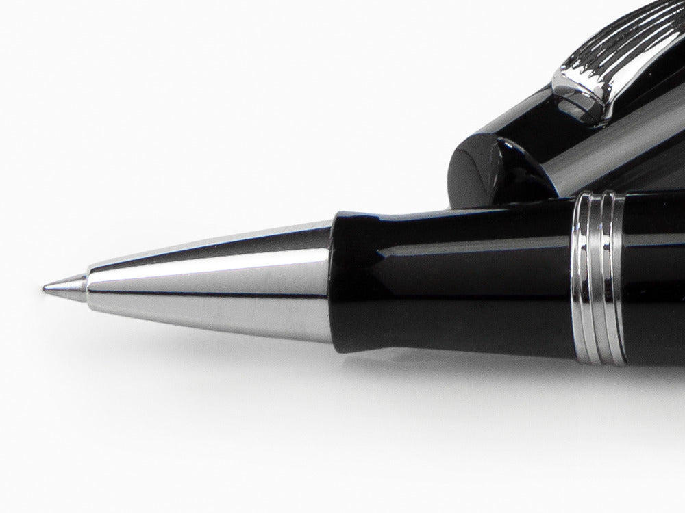Roller Montegrappa Elmo 02 Jet Black, Resina Negra, Acero Inoxidable, ISE2RRAC