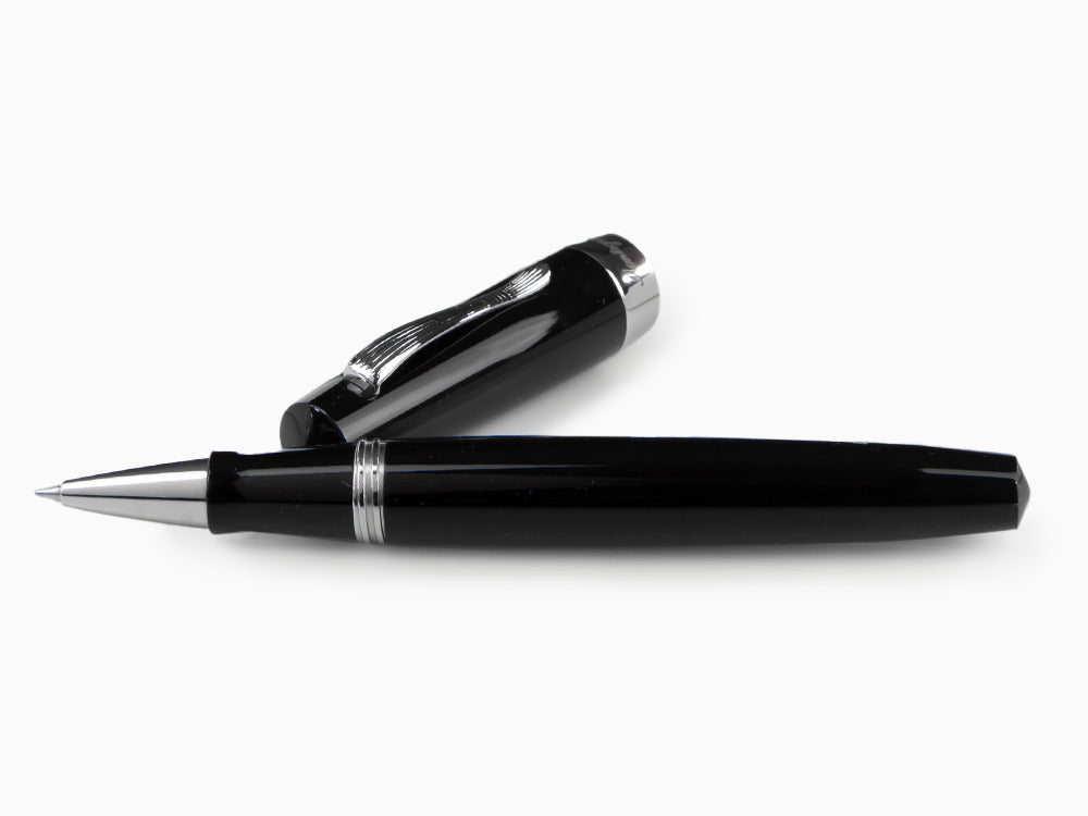 Roller Montegrappa Elmo 02 Jet Black, Resina Negra, Acero Inoxidable, ISE2RRAC