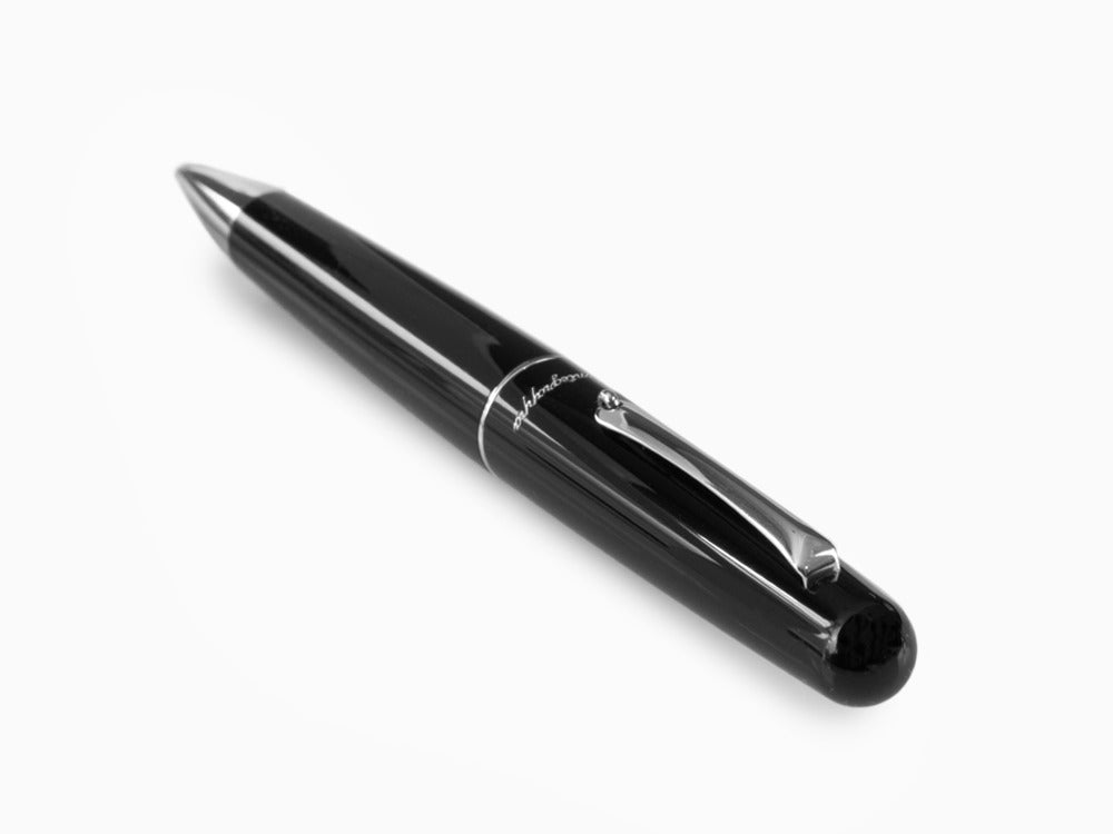 Bolígrafo Montegrappa Elmo 01, Resina Negra, Acero Inoxidable, ISEORBAC
