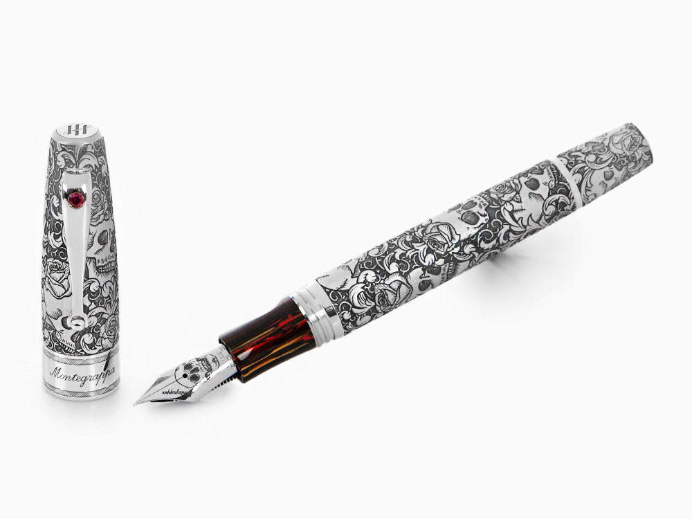 Estilográfica Montegrappa Skulls & Roses, Edición Limitada, ISSKN-SE
