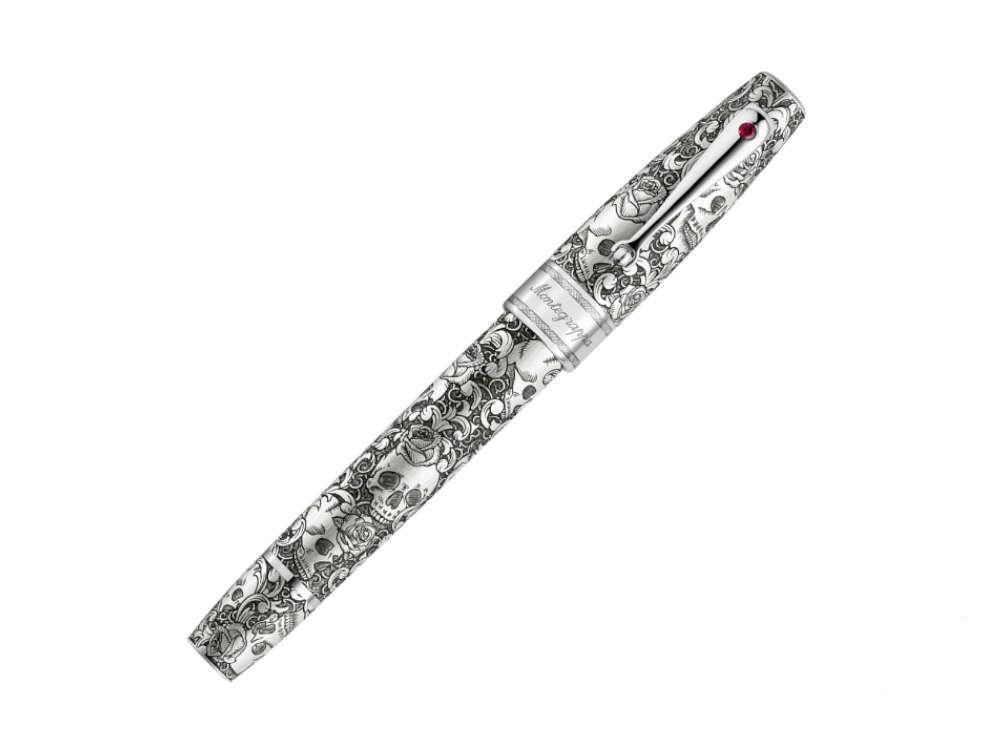 Roller Montegrappa Skulls & Roses, Plata, Edición Limitada, ISSKNRSE