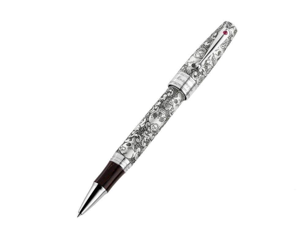 Roller Montegrappa Skulls & Roses, Plata, Edición Limitada, ISSKNRSE