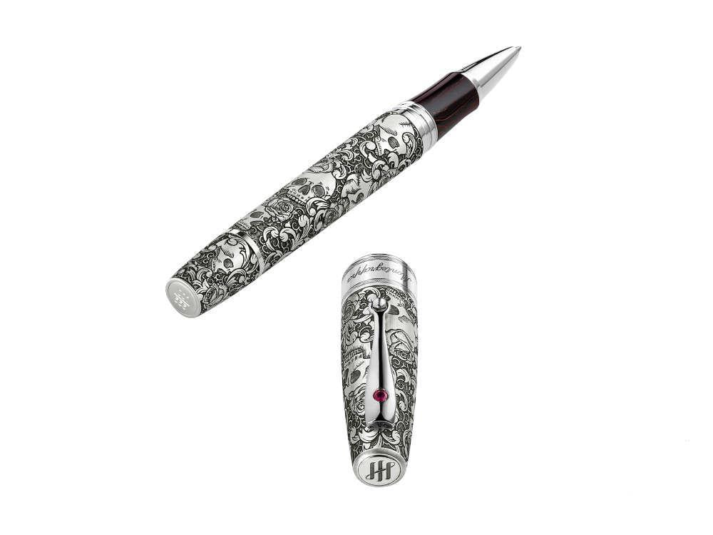 Roller Montegrappa Skulls & Roses, Plata, Edición Limitada, ISSKNRSE