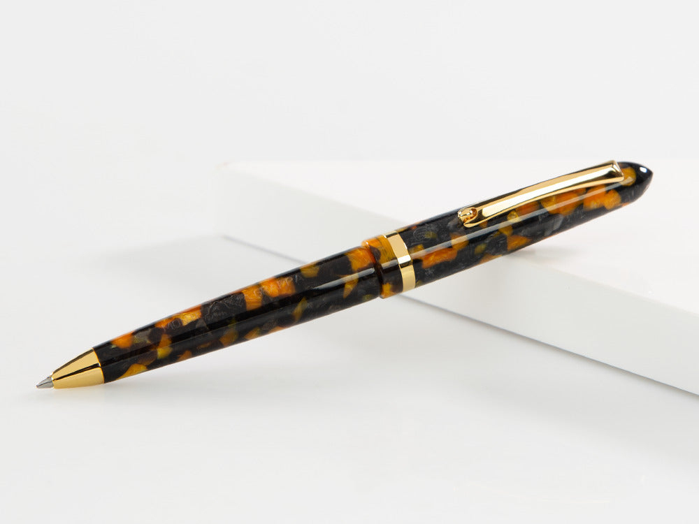 Bolígrafo Montegrappa Venetia Havana Amber, PVD Oro, ISVENBAO