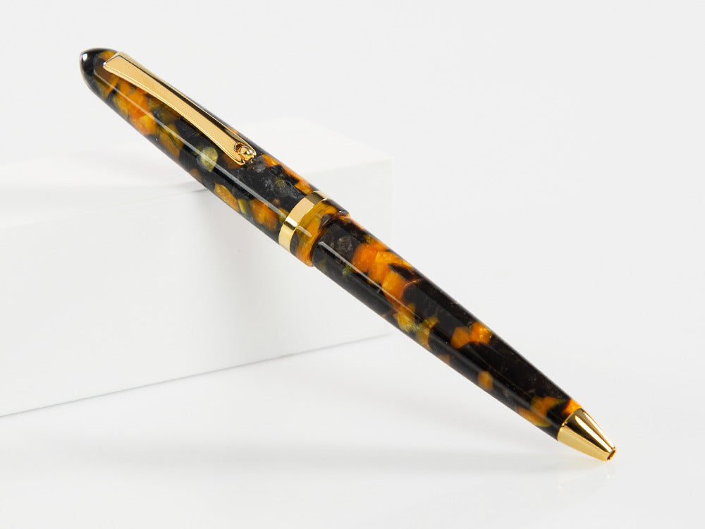 Bolígrafo Montegrappa Venetia Havana Amber, PVD Oro, ISVENBAO