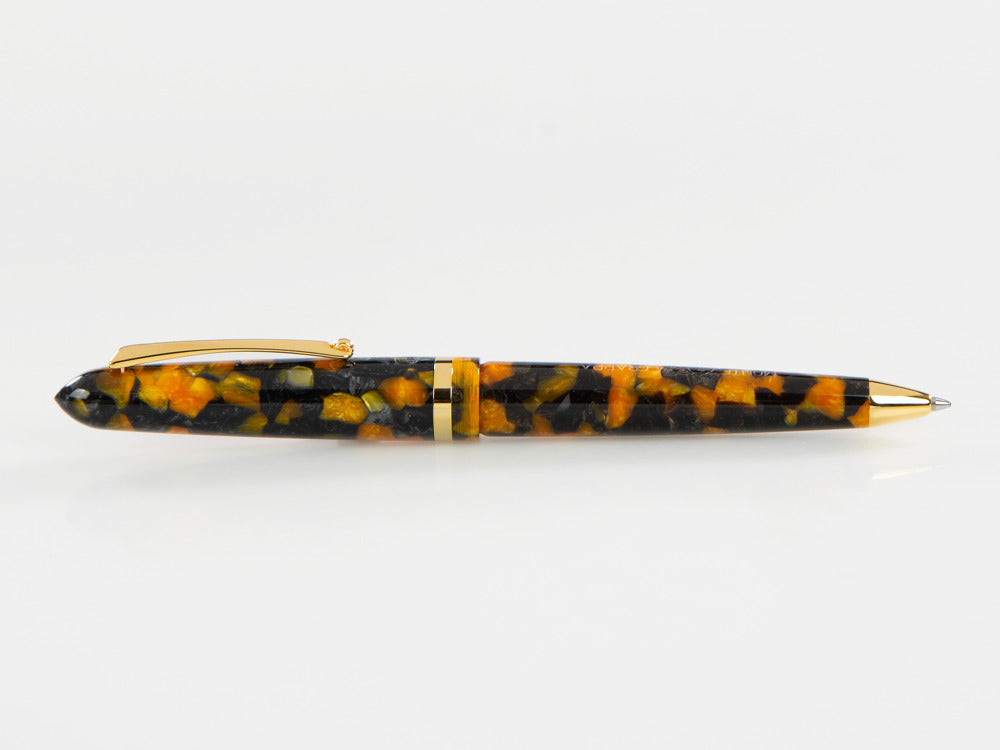 Bolígrafo Montegrappa Venetia Havana Amber, PVD Oro, ISVENBAO