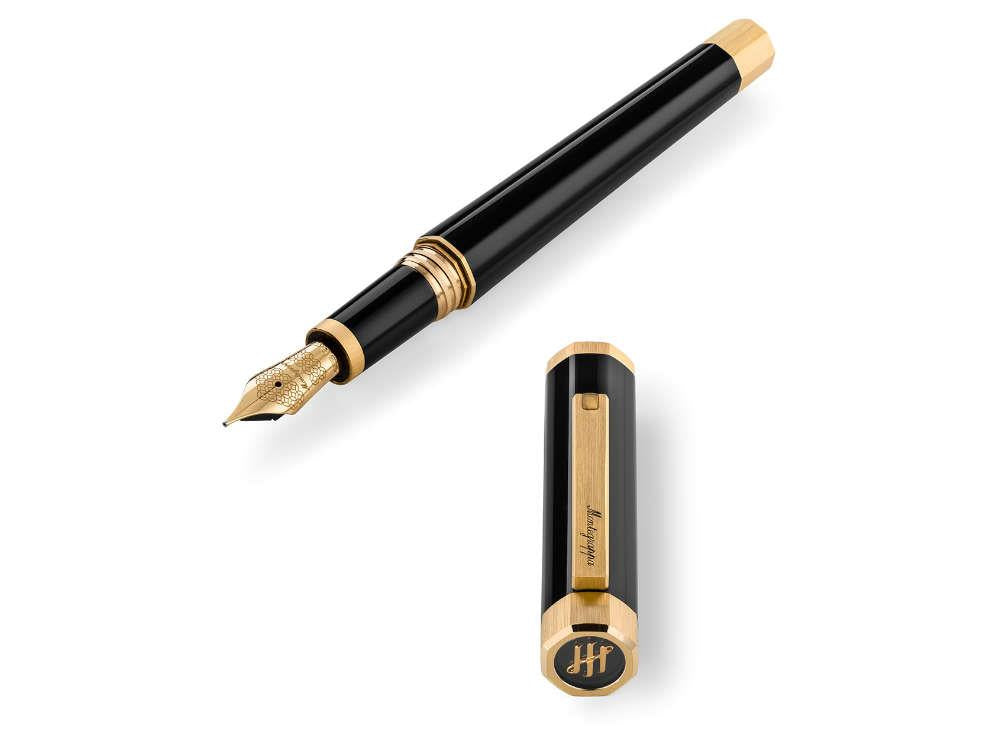 Pluma Estilográfica Montegrappa Otto, Negro, PVD Oro, ISZ8I-8Y