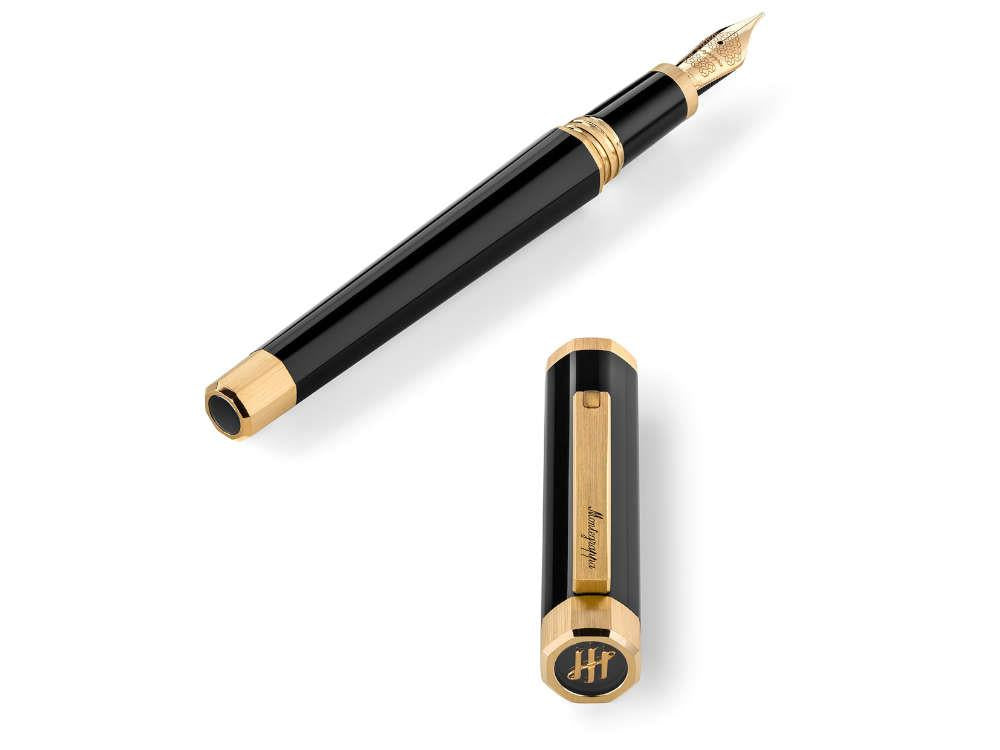 Pluma Estilográfica Montegrappa Otto, Negro, PVD Oro, ISZ8I-8Y