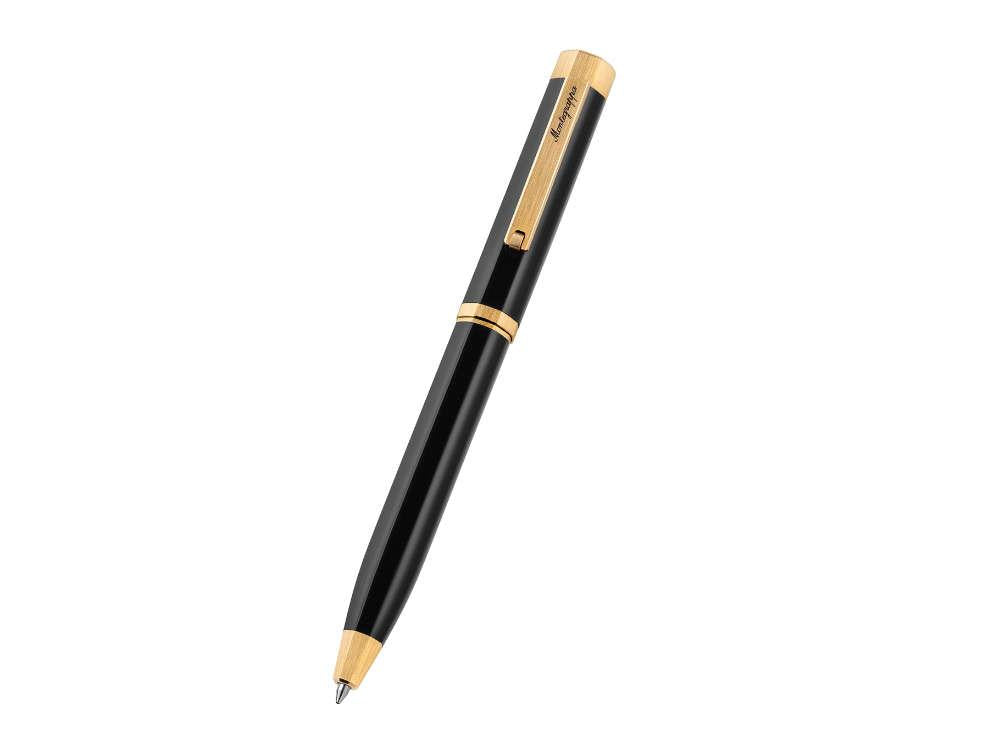 Bolígrafo Montegrappa Otto, Resina Acrílica, Negro, PVD Oro, ISZ8IBIY