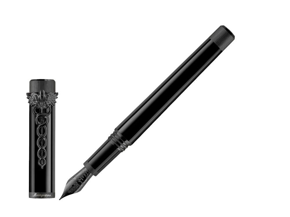 Pluma Estilográfica Montegrappa Zero Caduceus Ultra Black 14k, ISZEC-4C
