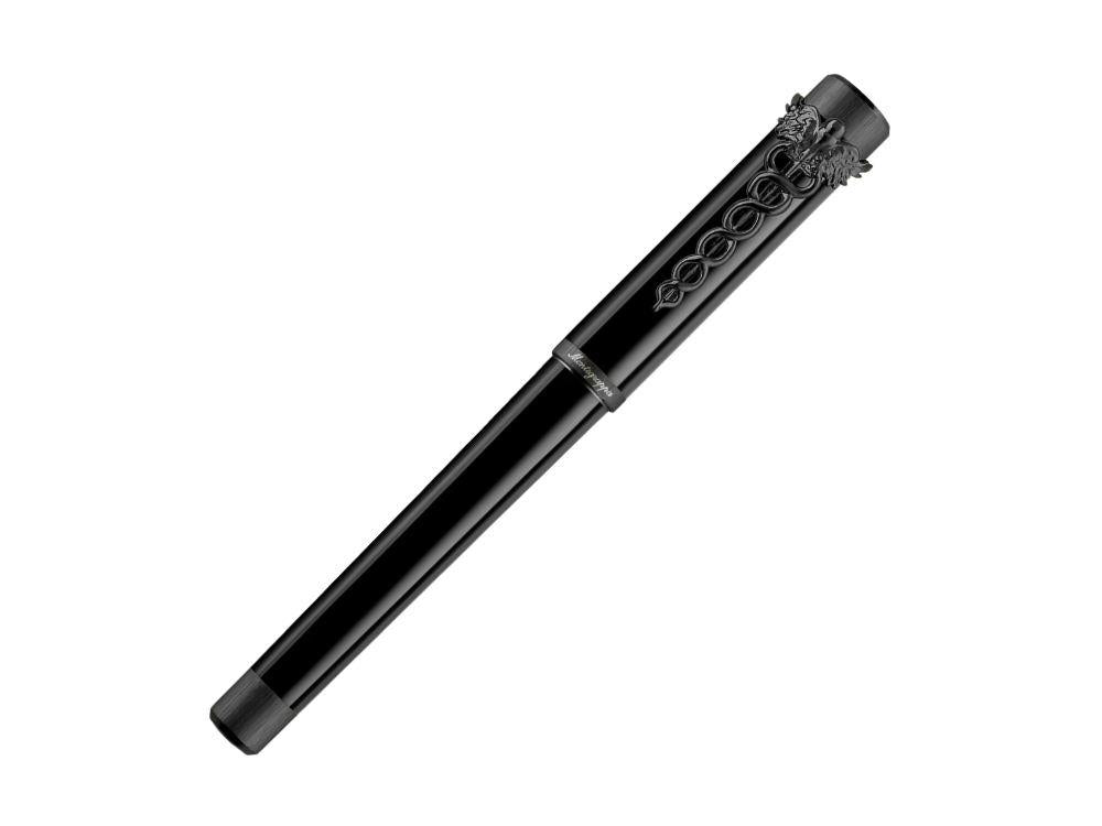 Pluma Montegrappa Zero Zodiac Caduceus Ultra-Black Plumín Acero