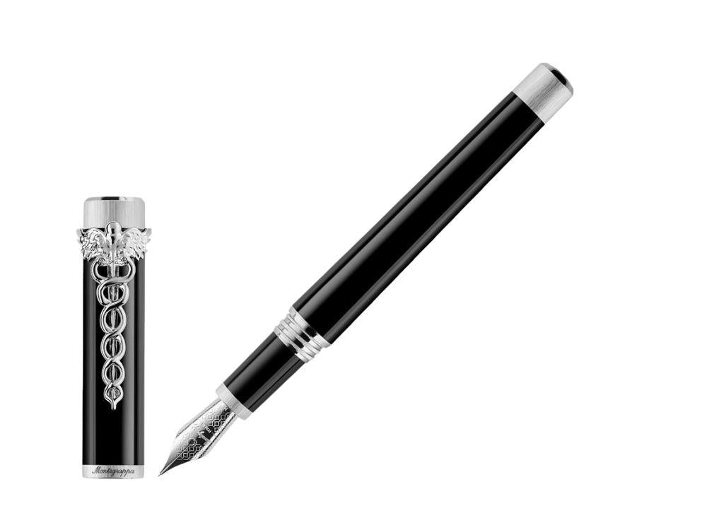 Pluma Montegrappa Zero Zodiac Caduceus Paladio con Plumín Acero ISZEC-IP