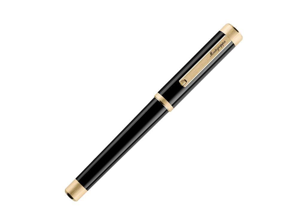 Pluma Montegrappa Zero Zodiac Caduceus Adornos Dorados con Plumín Acero