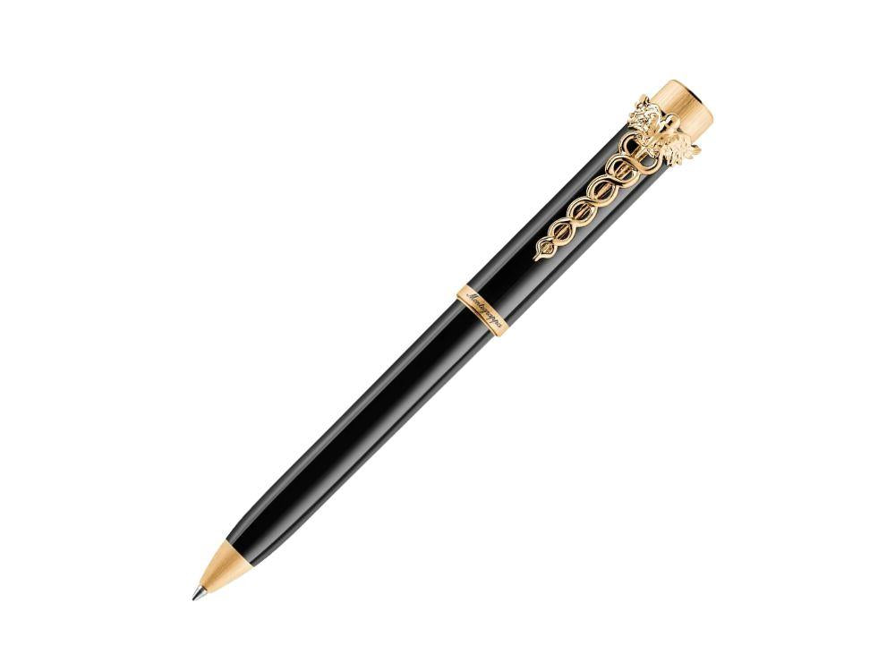 Bolígrafo Montegrappa Zero Caduceus Yellow Gold, Negro, ISZECBIY
