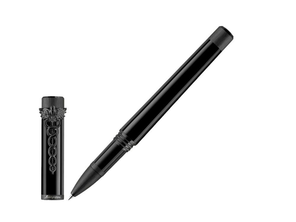 Roller Montegrappa Zero Caduceus Ultra Black, Negro, ISZECRIC