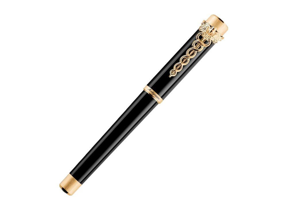 Roller Montegrappa Zero Caduceus Yellow Gold, Negro, ISZECRIY