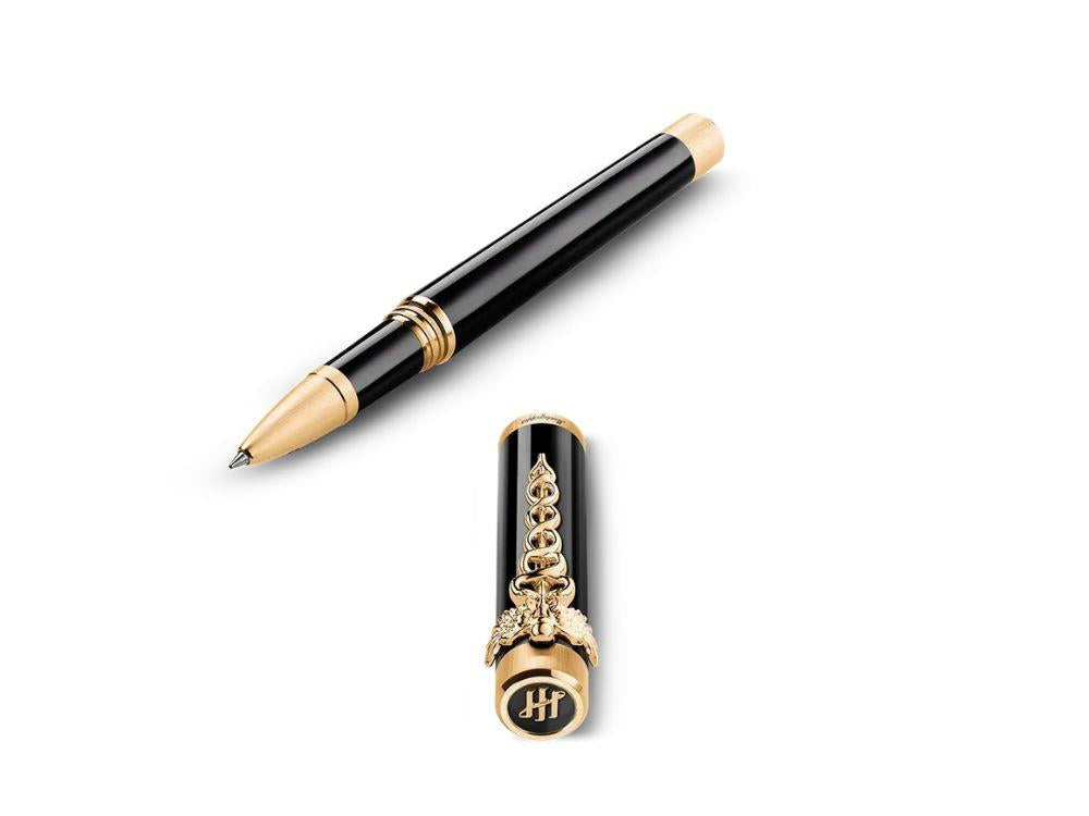 Roller Montegrappa Zero Caduceus Yellow Gold, Negro, ISZECRIY