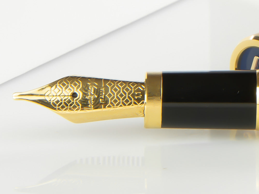 Pluma Estilográfica Montegrappa Zero, Resina Negra, Adorno oro, ISZEI-IY