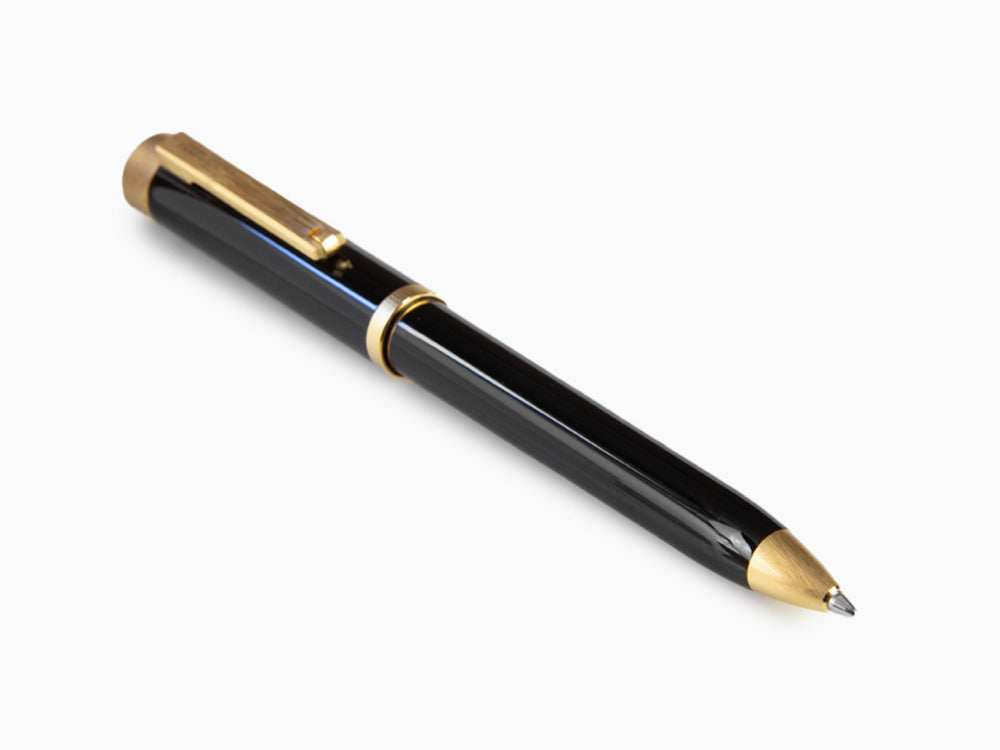 Bolígrafo Montegrappa Zero, Resina Negra, Adornos en oro, ISZETBBY