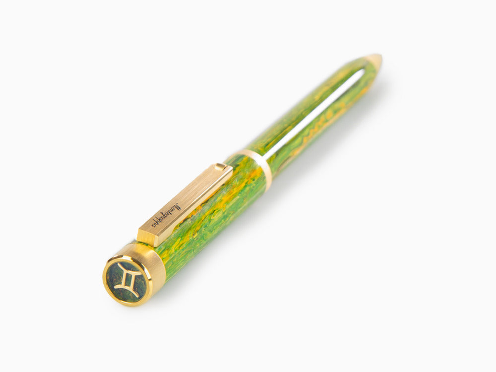 Bolígrafo Montegrappa Zero Zodiac Geminis, Verde, PVD Oro, ISZEZBIY-G7
