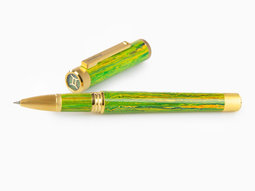 Roller Montegrappa Zero Zodiac Geminis, Verde, PVD Oro, ISZEZRIY-G7