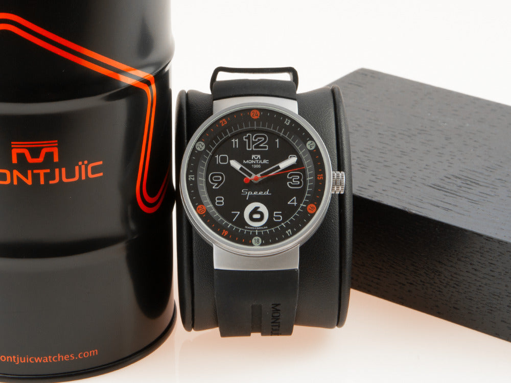 Reloj de Cuarzo Montjuic Standard, Acero Inoxidable, Negro, 43 mm, MJ1.0101.S