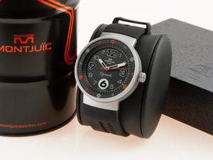 Reloj de Cuarzo Montjuic Standard, Acero Inoxidable, Negro, 43 mm, MJ1.0101.S