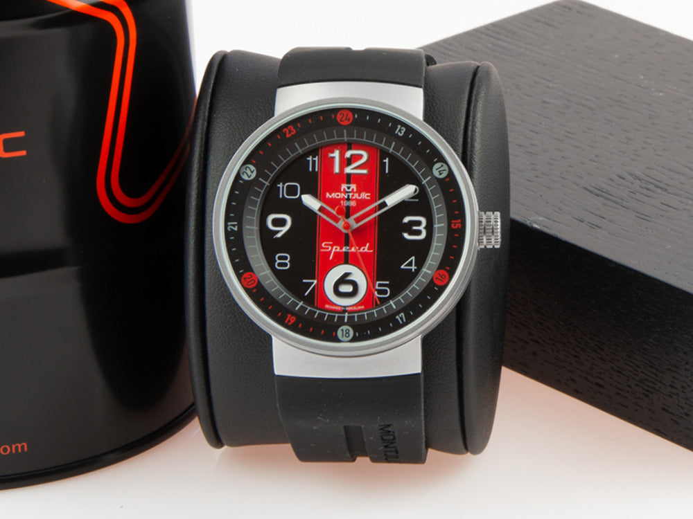 Reloj de Cuarzo Montjuic Sport, Acero Inoxidable 316L, Negro, 43 mm, MJ1.0602.S