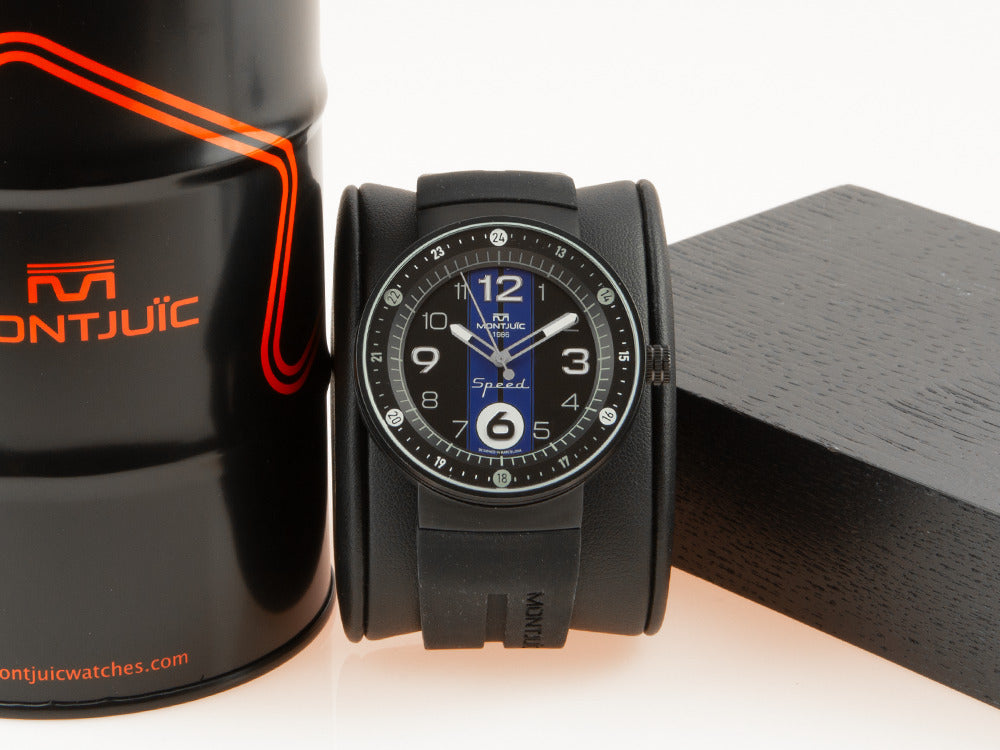 Reloj de Cuarzo Montjuic Sport, Acero Inoxidable 316L, Negro, 43 mm, MJ1.0703.B