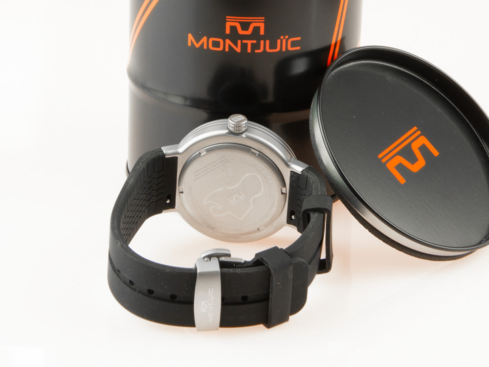 Reloj de Cuarzo Montjuic Sport, Acero Inoxidable 316L, Negro, 43 mm, MJ1.0703.B