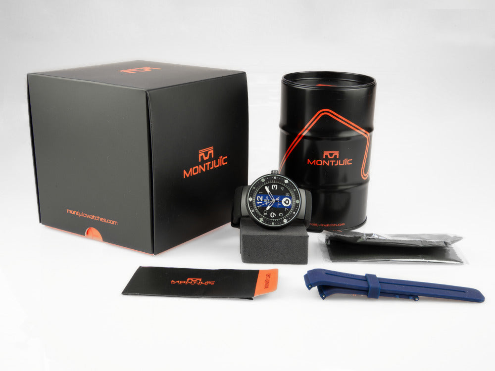 Reloj de Cuarzo Montjuic Sport, Acero Inoxidable 316L, Negro, 43 mm, MJ1.0703.B