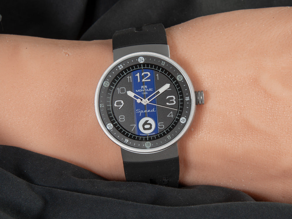 Reloj de Cuarzo Montjuic Sport, Acero Inoxidable 316L, Negro, 43 mm, MJ1.0703.S