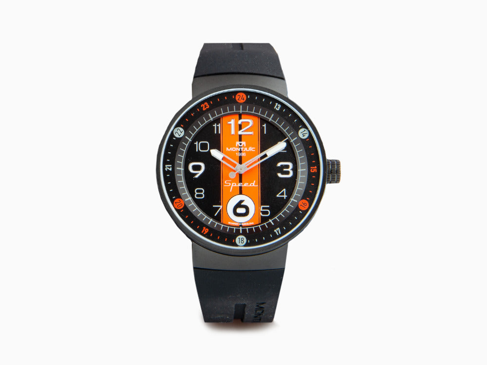 Reloj de Cuarzo Montjuic Sport, Acero Inoxidable 316L, Negro, 43 mm, MJ1.0801.B