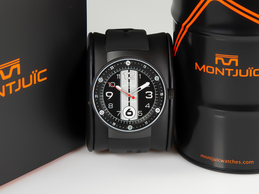 Reloj de Cuarzo Montjuic Sport, Acero Inoxidable 316L, Negro, 43 mm, MJ1.0903.B